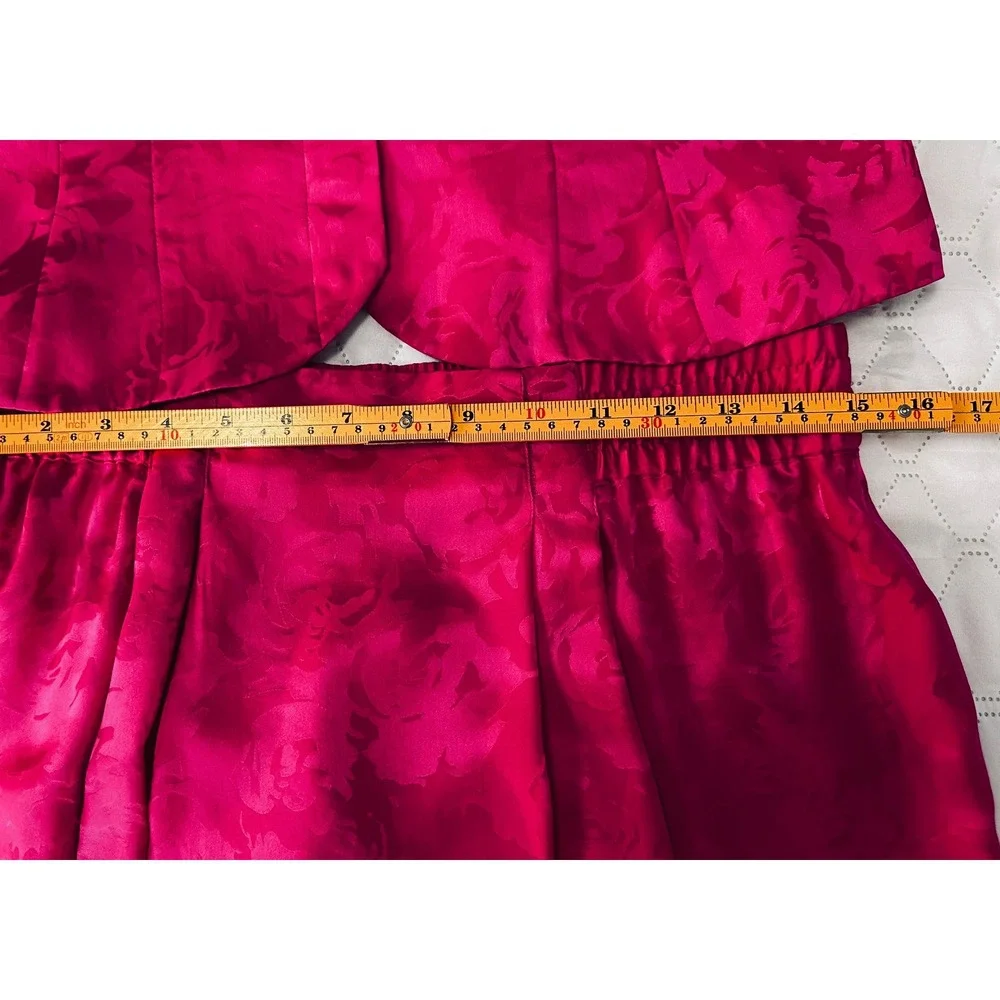 Adrianna Papell Skirt Suit Women 10 Pink Excellent Silk Floral‎ Jacquard Peplum